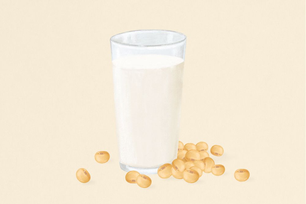 Soy milk, vegan drink illustration, editable design