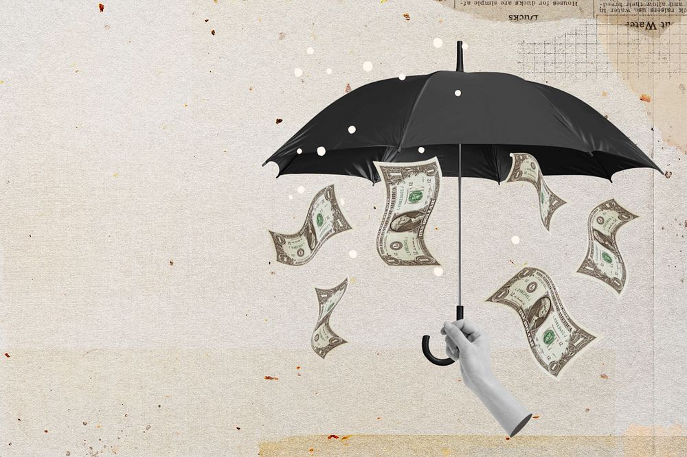 Business profit umbrella, editable collage remix design