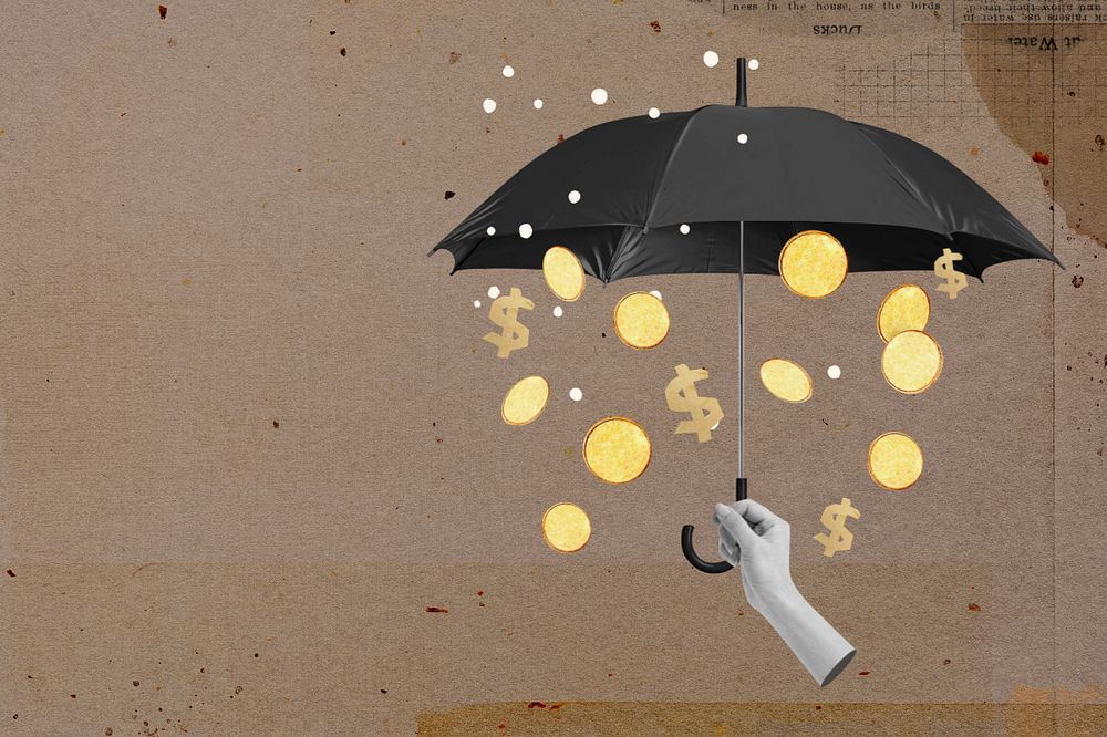 Business profit umbrella, editable collage remix design