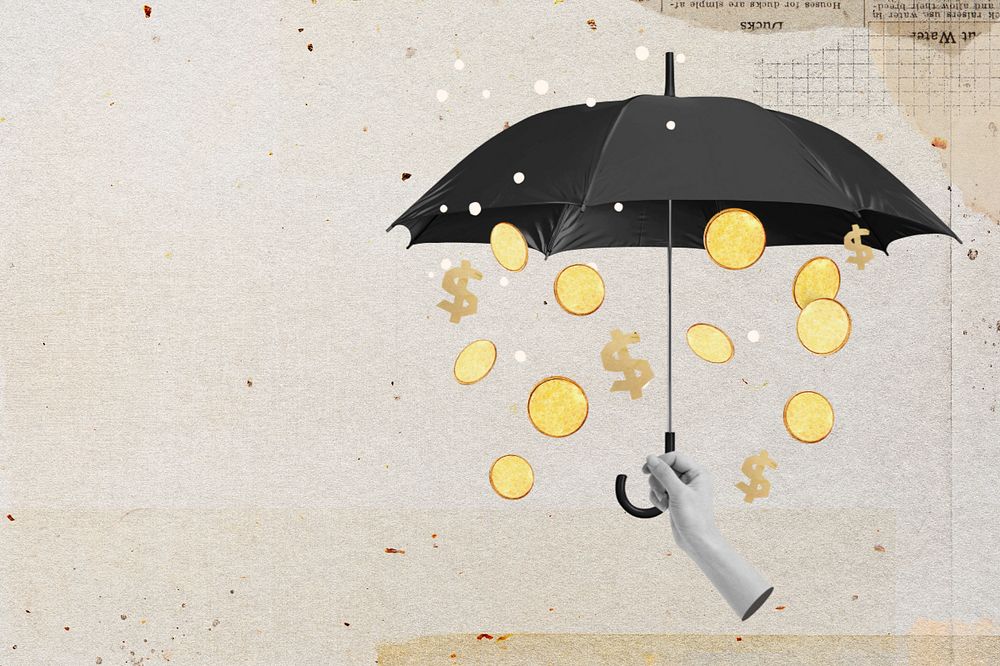 Investment protection umbrella, editable collage remix design