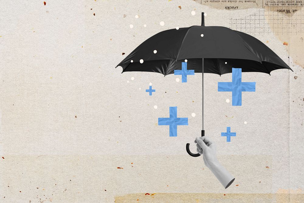 Life insurance umbrella, editable collage remix design