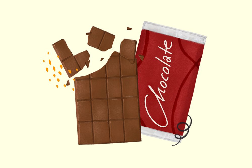 Chocolate bar, dessert illustration, editable design