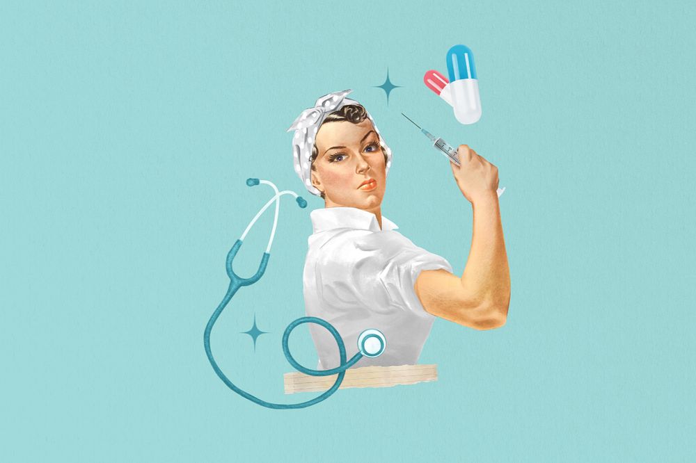 Nurse holding needle, editable healthcare. Remixed by rawpixel.