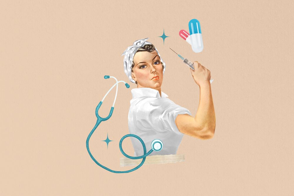 Nurse holding needle, editable healthcare. Remixed by rawpixel.