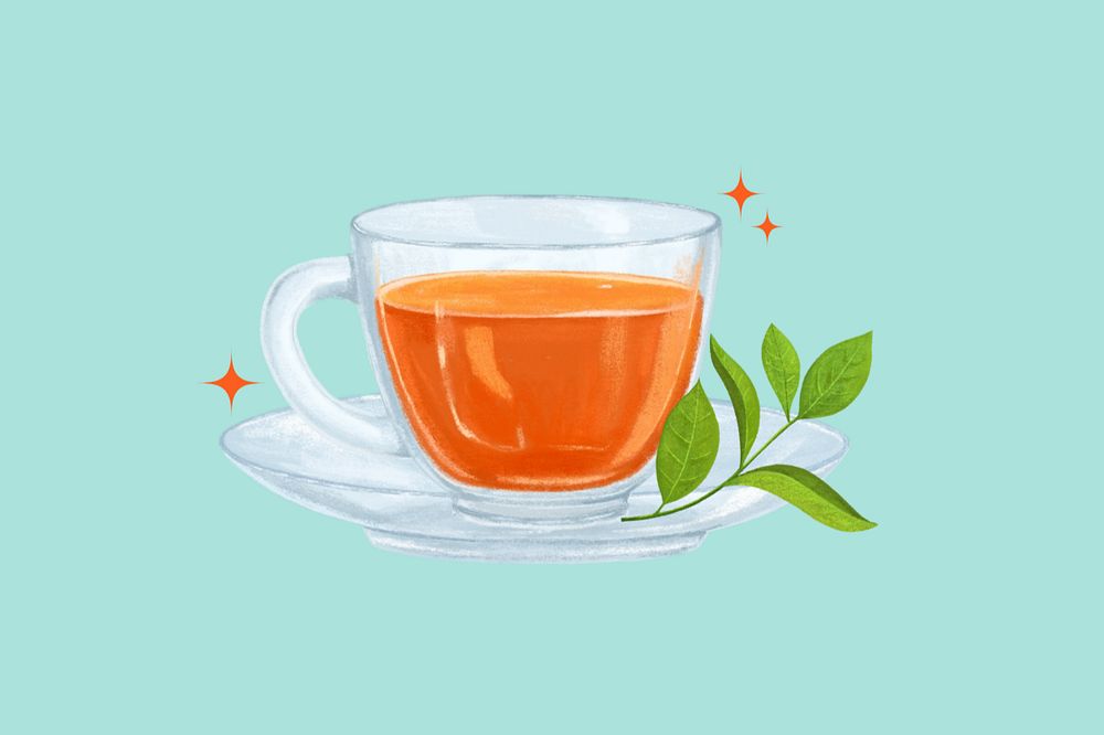 Hot tea, afternoon beverage illustration, editable design