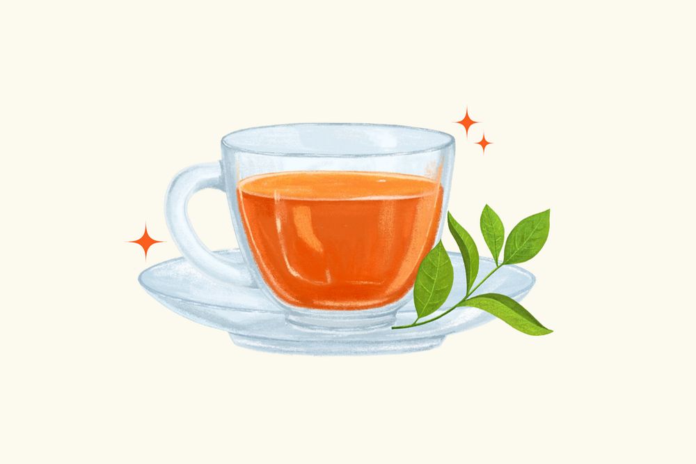 Hot tea, afternoon beverage illustration, editable design