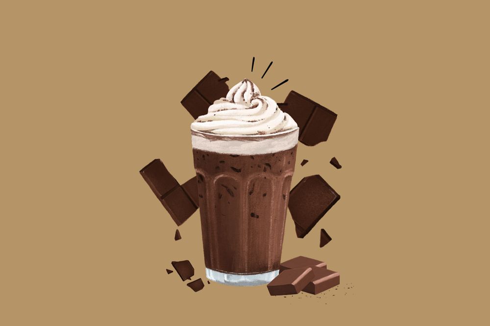 Iced chocolate drink illustration, editable design