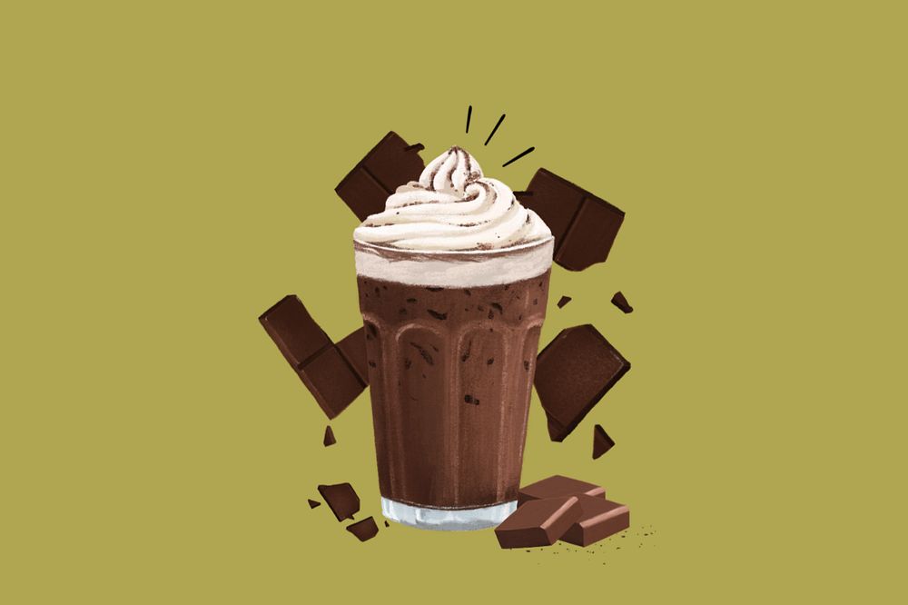 Iced chocolate drink illustration, editable design