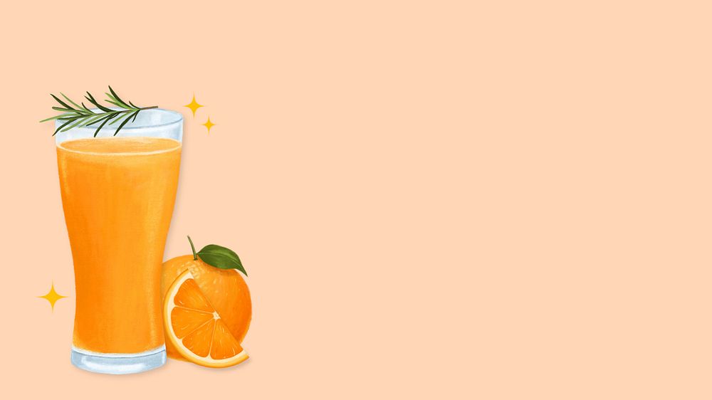 Healthy orange juice desktop wallpaper, drink illustration, editable design