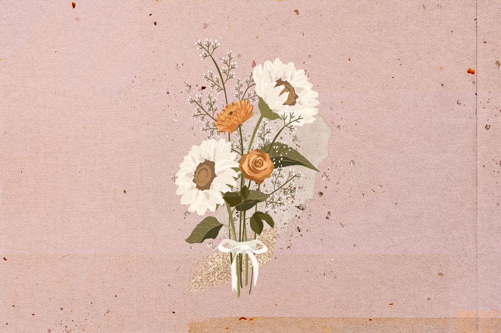 White flower bouquet, editable collage remix design