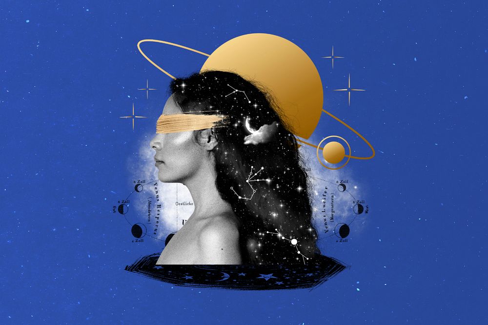 Astrology goddess, celestial art collage, editable design