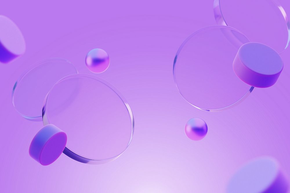 3D geometric purple background, editable round shape design