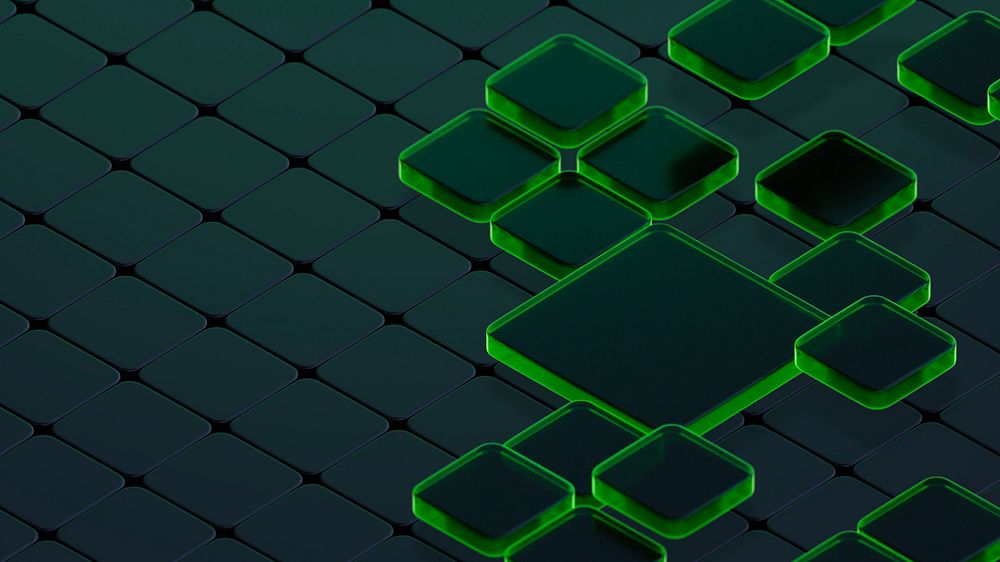 Editable green tiles desktop wallpaper, 3D geometric shape