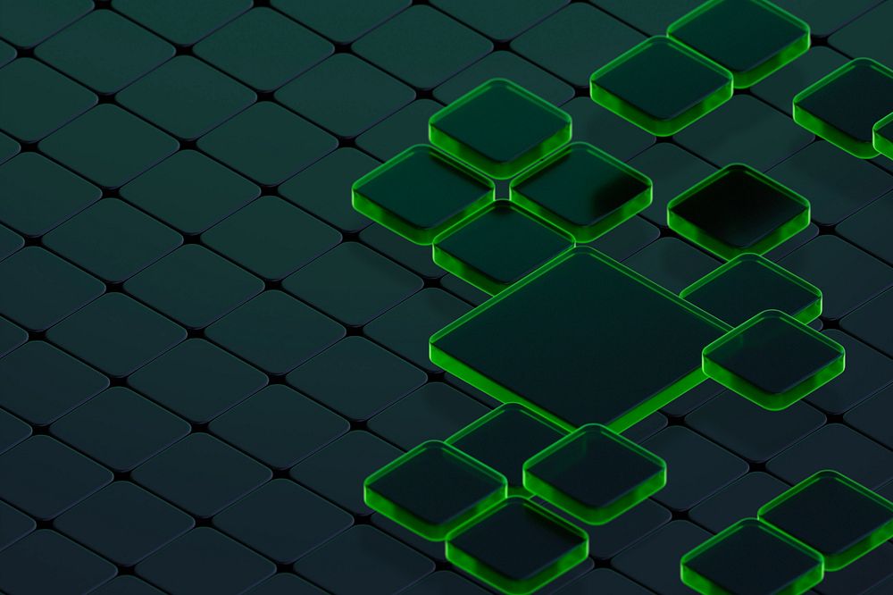 Editable green 3D tiles background, geometric shape