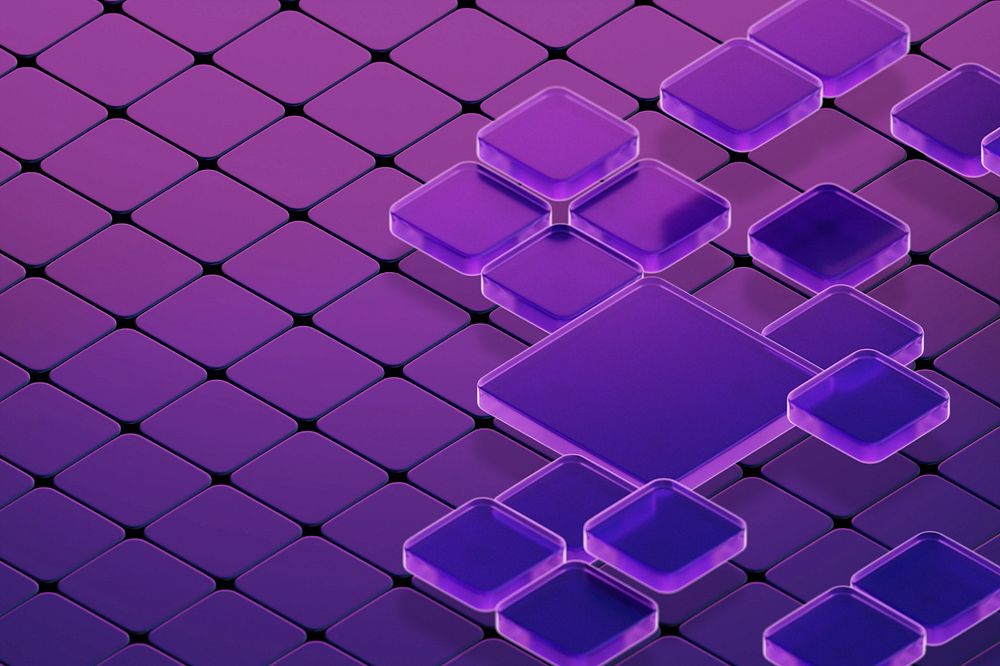 Editable purple 3D tiles background, geometric shape