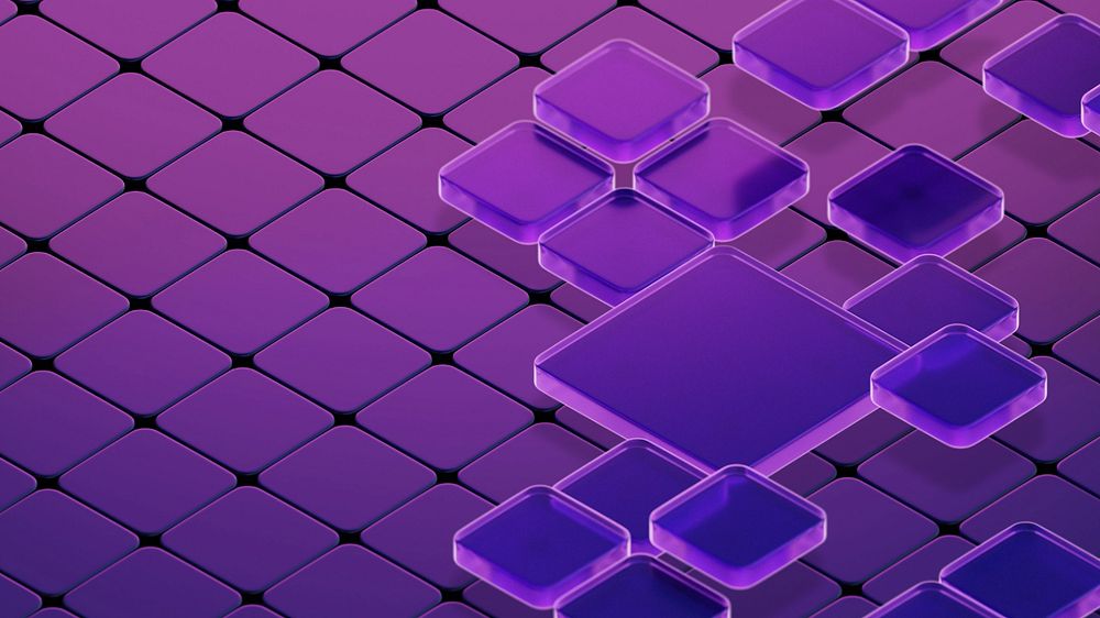 Purple 3D tiles desktop wallpaper, editable geometric shape