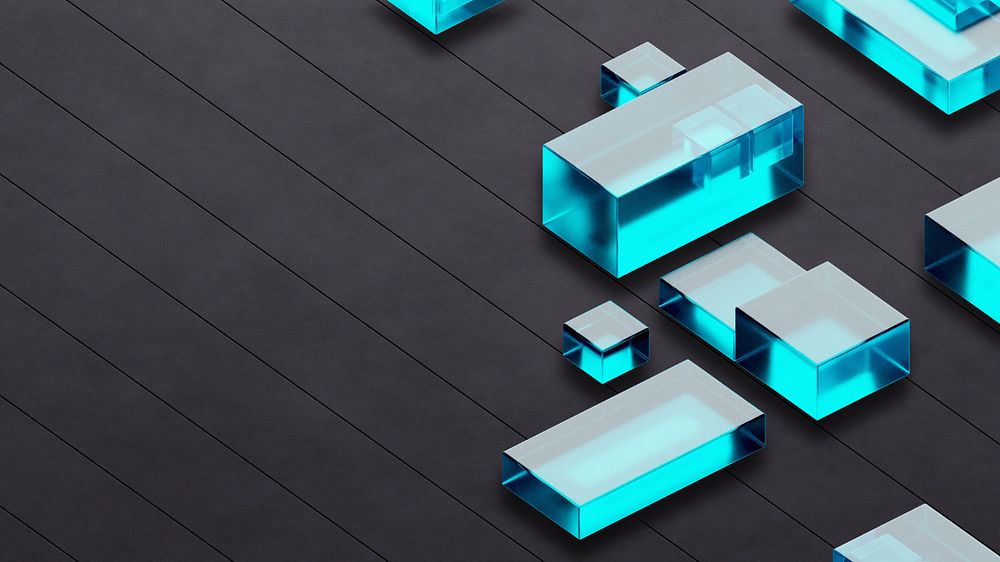 Digital blue squares desktop wallpaper, editable geometric shape design