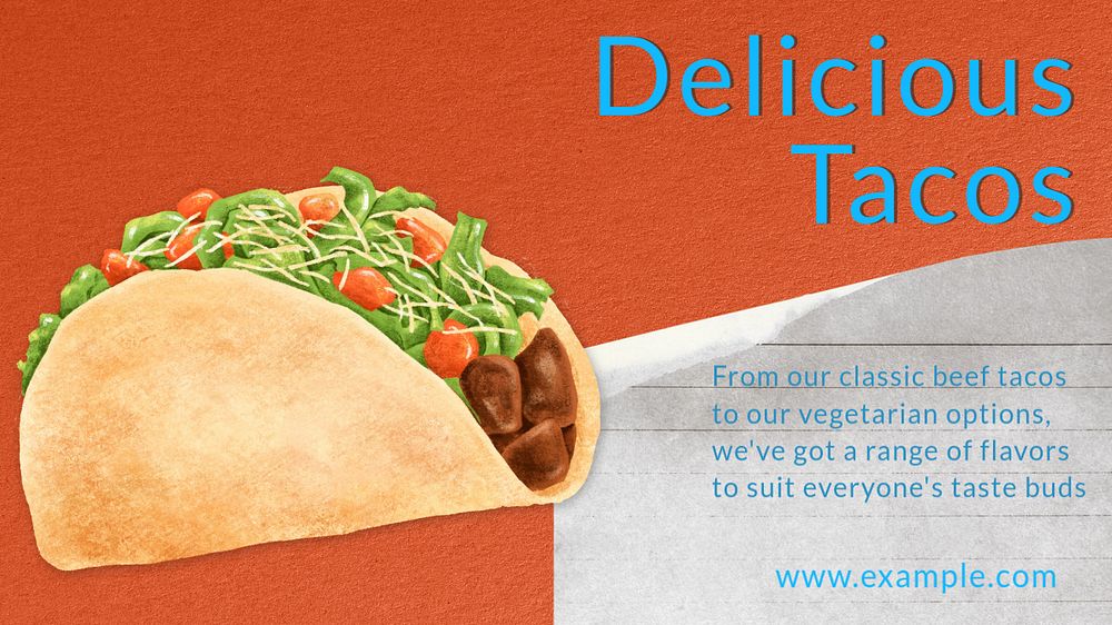 Delicious tacos  blog banner template, editable text