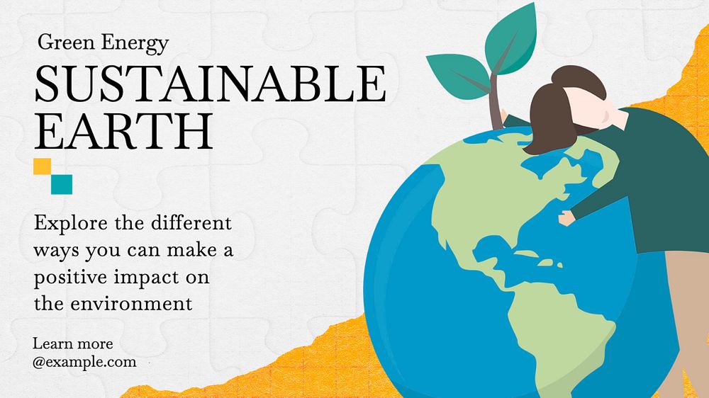 Sustainable earth  blog banner template, editable text