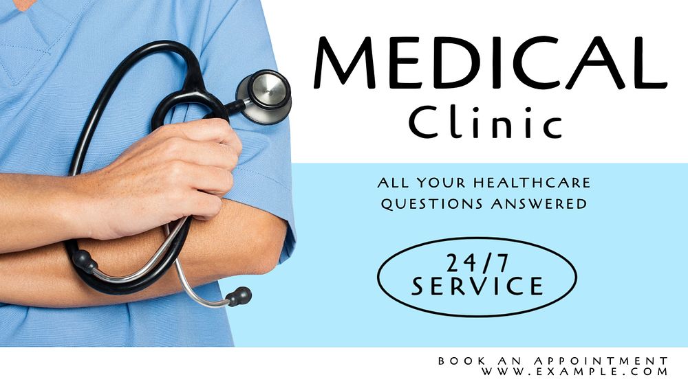 Medical clinic  blog banner template, editable text