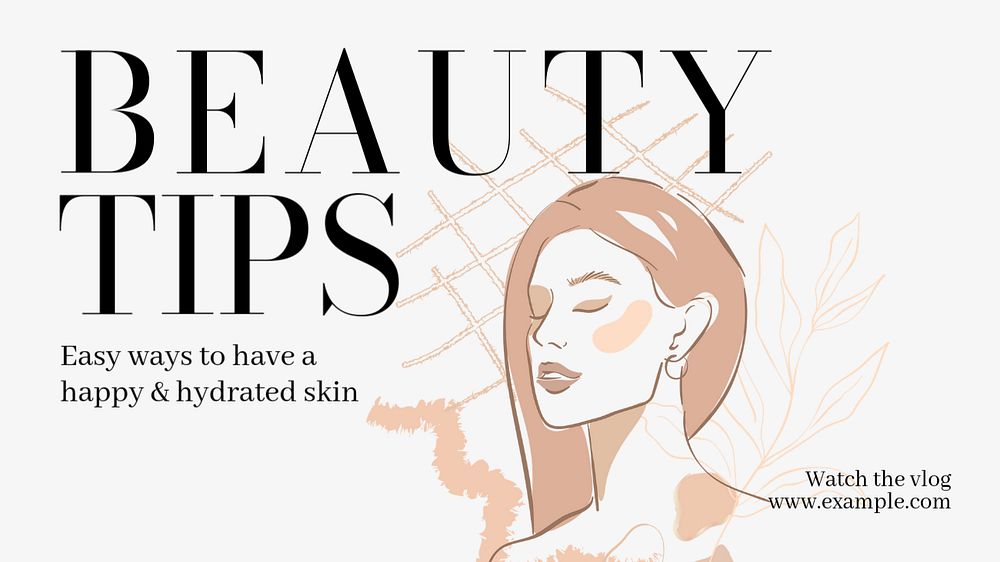 Beauty tips  blog banner template, editable text