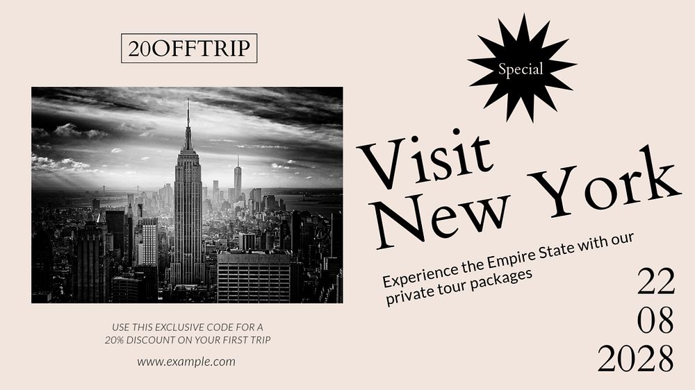 New york  blog banner template, editable text