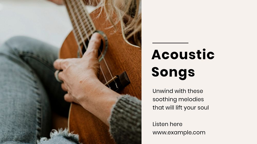 Acoustic songs  blog banner template, editable text