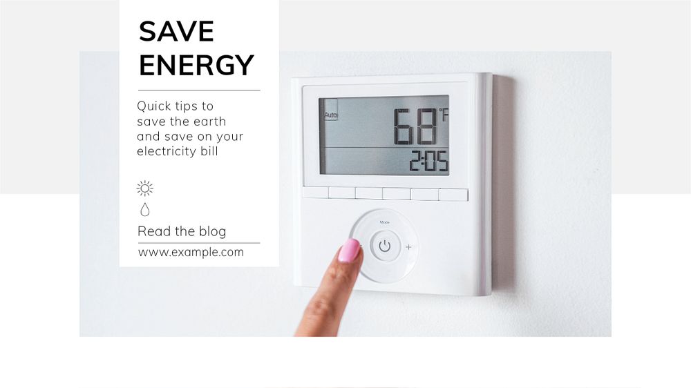 Save energy  blog banner template, editable text