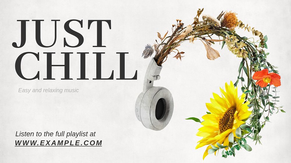 Chill music blog banner template, editable text