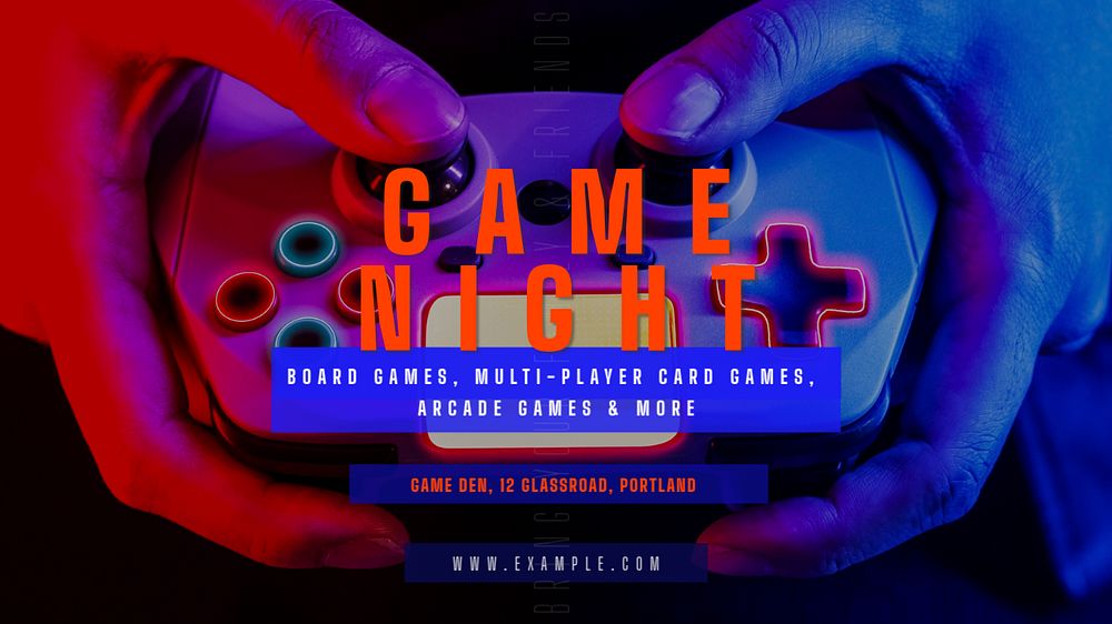 Game night  blog banner template, editable text