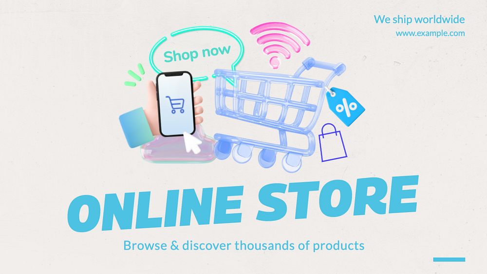 Online store  blog banner template, editable text