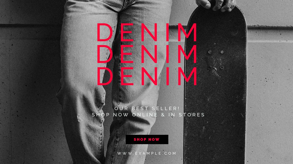 Denim & jeans  blog banner template, editable text