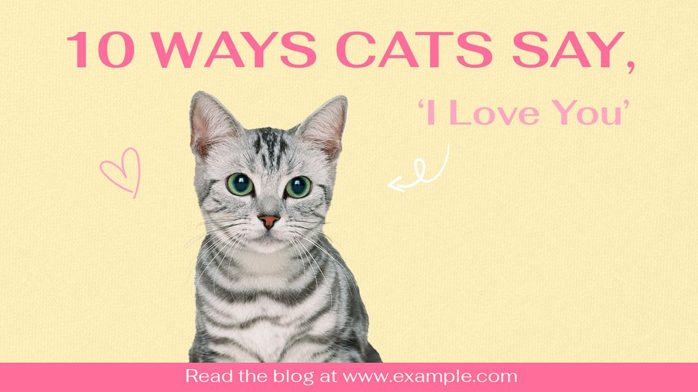 Cat lovers blog banner template, editable text