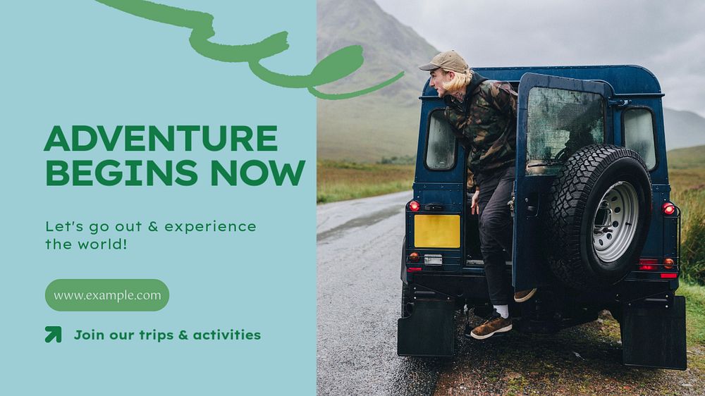 Adventure & travel blog banner template, editable text