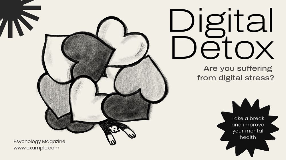 Digital detox  blog banner template, editable text