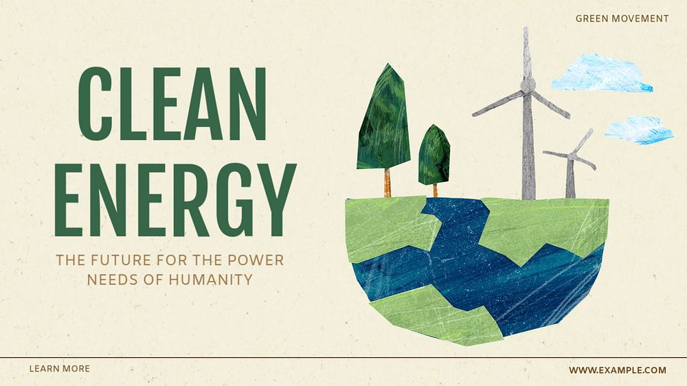 Clean energy blog banner template, editable text