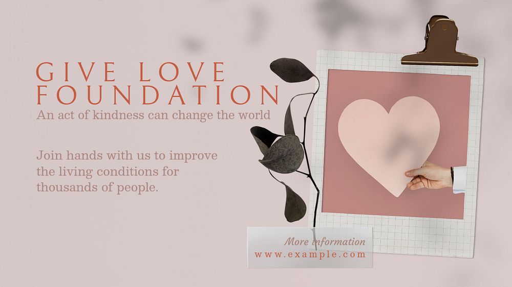 Give Love Foundation  blog banner template, editable text