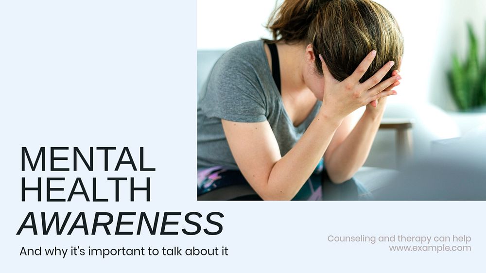 Mental health awareness  blog banner template, editable text