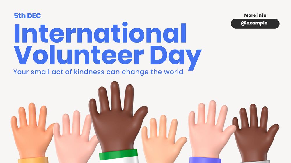 International Volunteer day  blog banner template, editable text