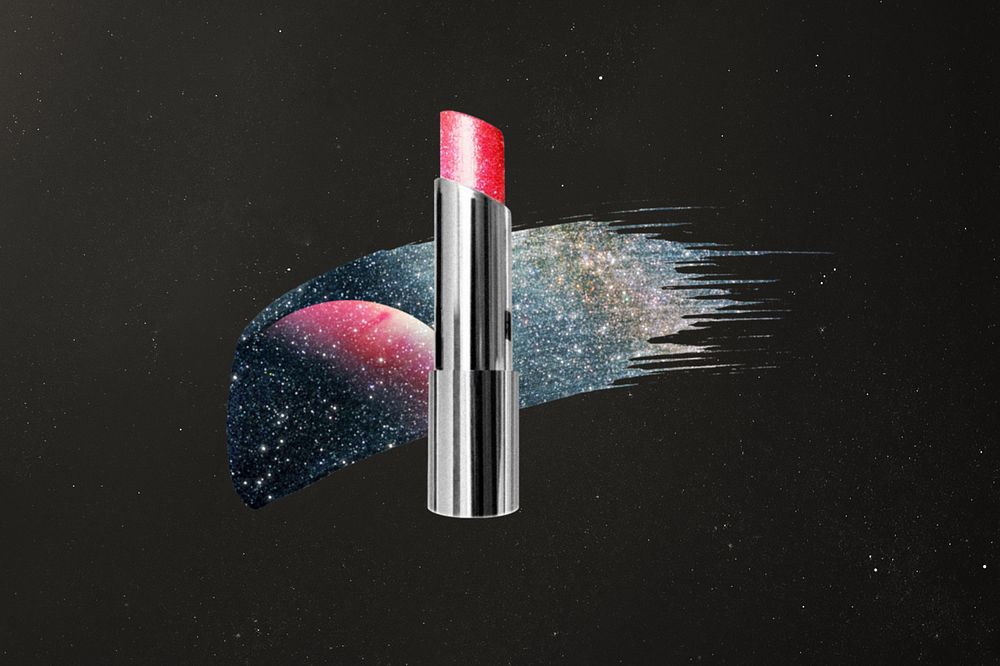 Galaxy pink lipstick, beauty aesthetic editable remix