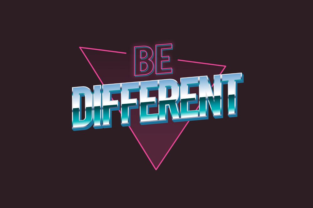 Be different, retro wave typography editable design