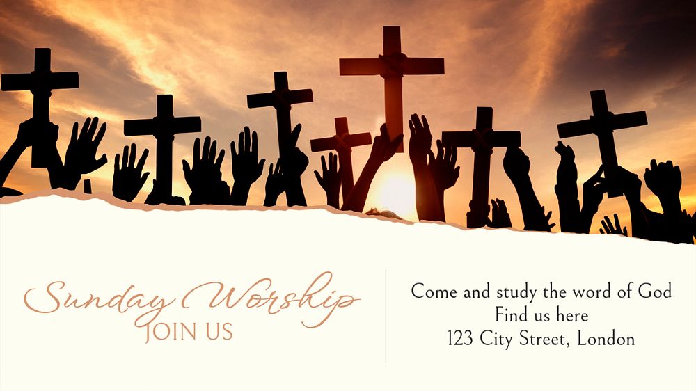 Sunday worship  blog banner template, editable text