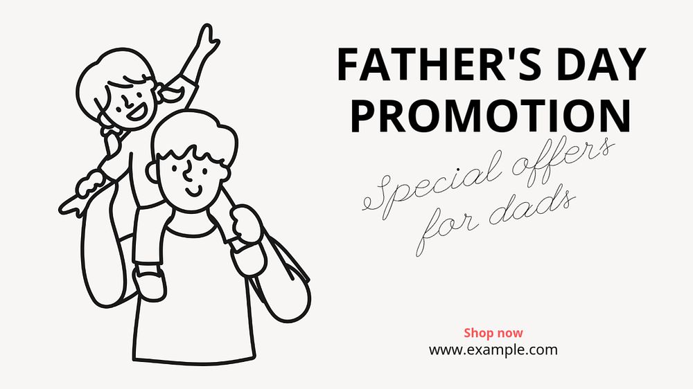 Father's day promotion blog banner template, editable text