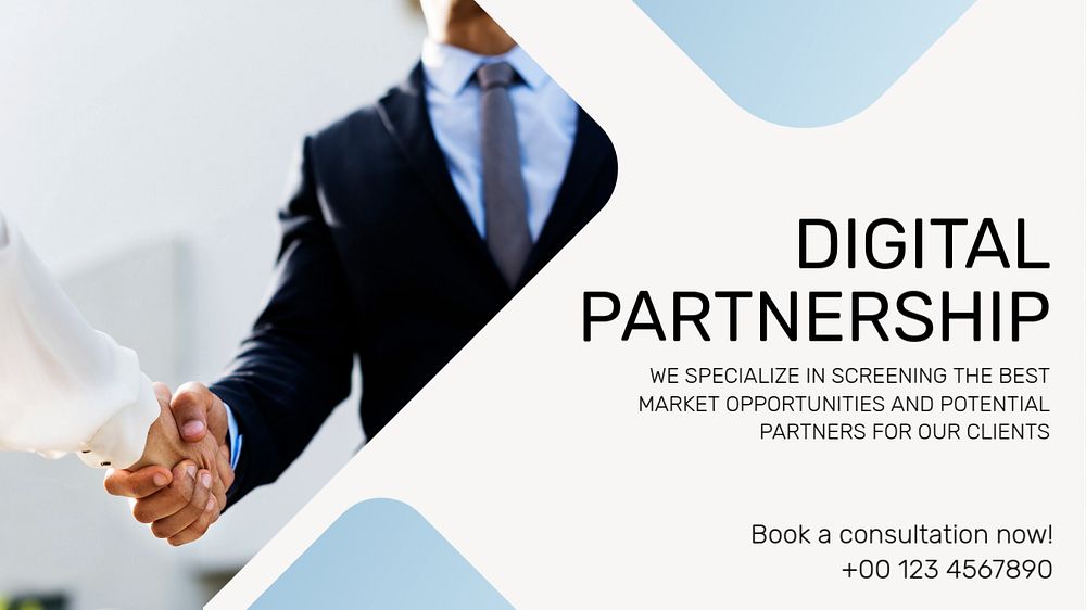 Digital partnership blog banner template, editable design