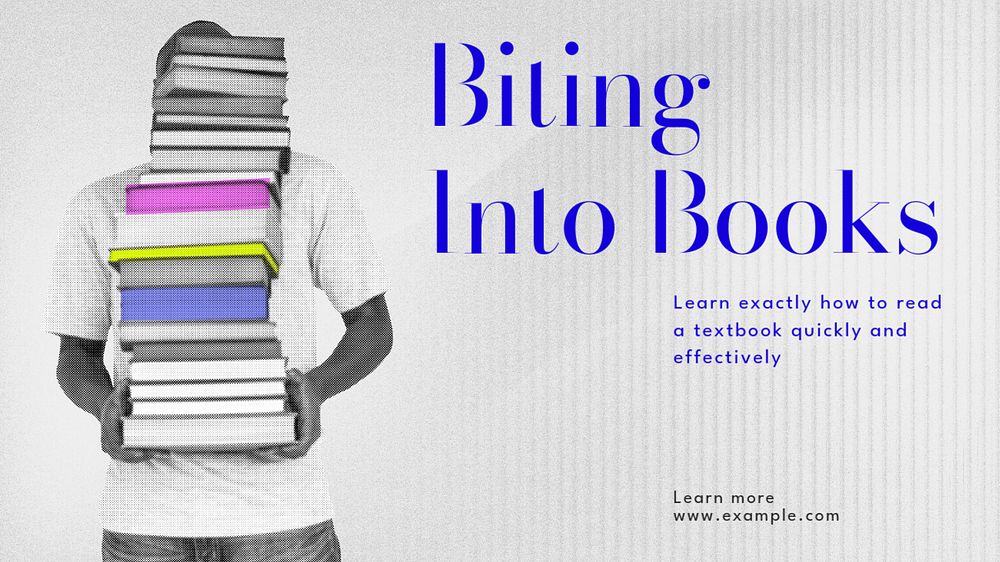 Reading textbooks blog banner template, editable text