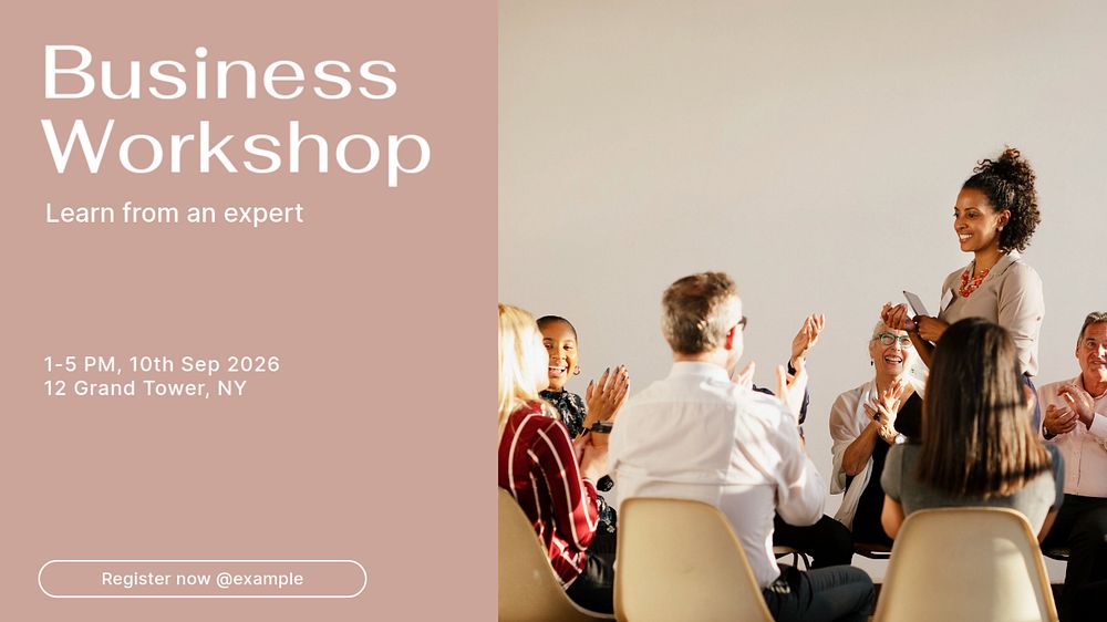 Business workshop blog banner template, editable design