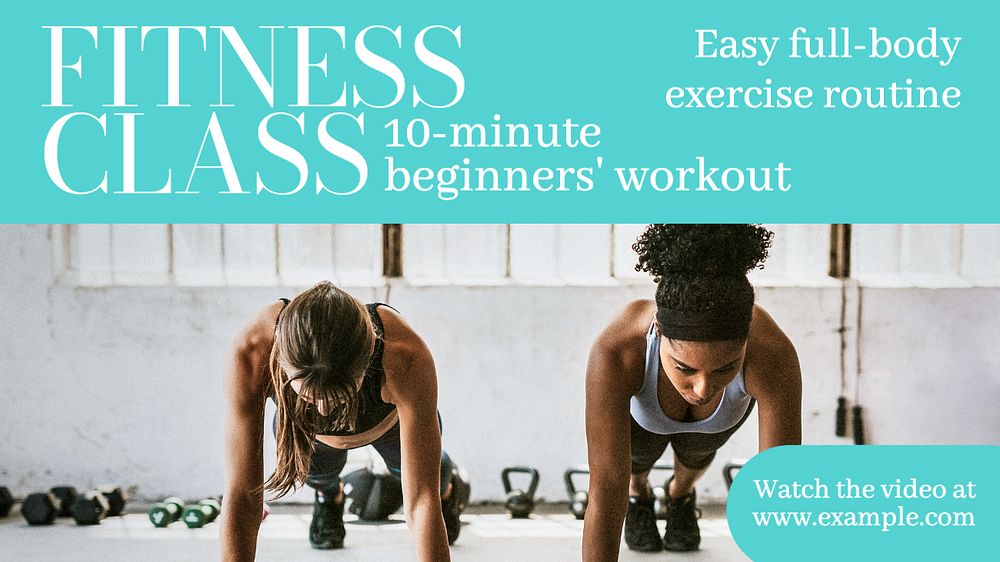 Fitness class blog banner template, editable text