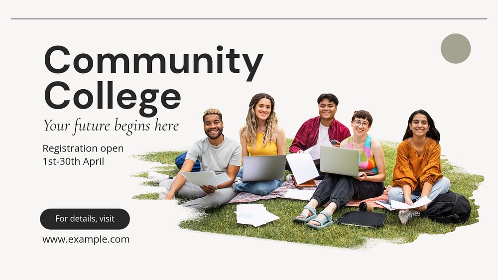 Community college blog banner template, editable text