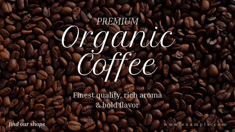 Premium organic coffee  blog banner template, editable text