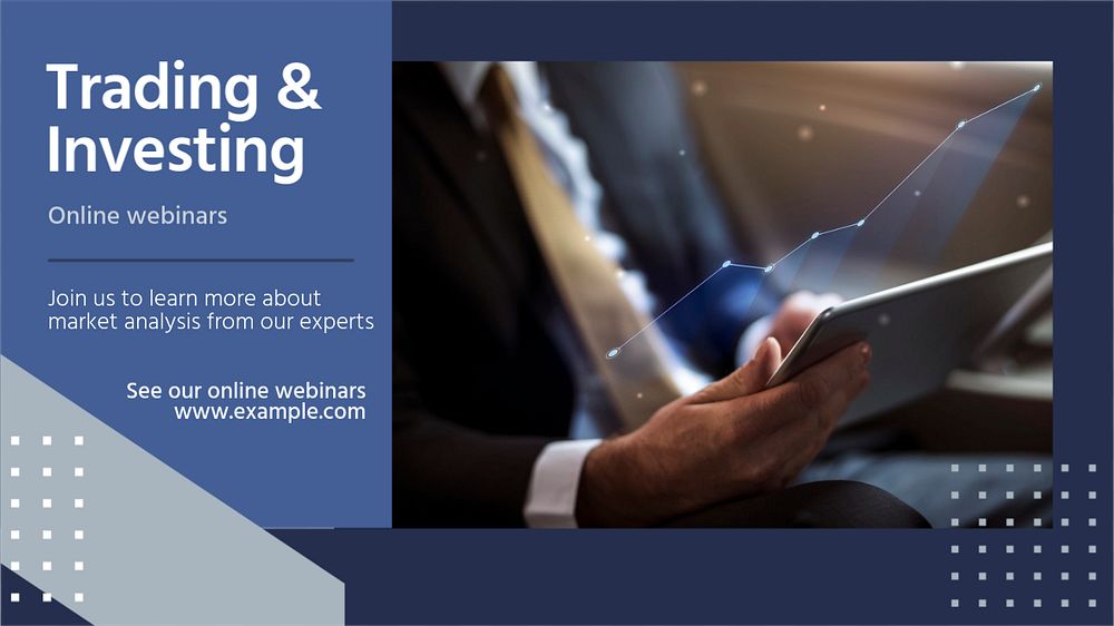 Trading webinars blog banner template, editable design